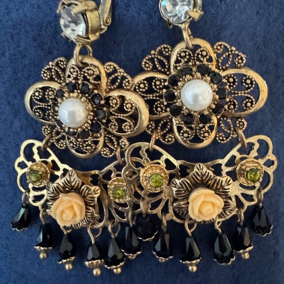 CAbi Gold and Black Baroque Earrings - Picture 3 of 12